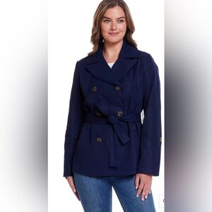 Weatherproof / NWT/ DOUBLE BREASTED TRENCH/ Classic Navy Blue/ Size M